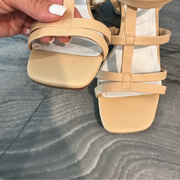 New Franco Sarto cream strap sandals with 3” block heel - Picture 5 of 9